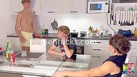 Hot brunette and blonde deepthroat and bareback threesome