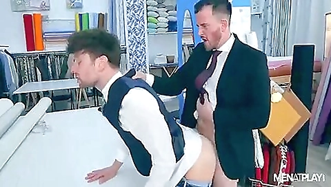Big boobs brunette teen and a big booty man in boots