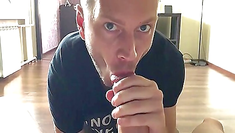 Big cock brunette girl is getting a deepthroat blowjob