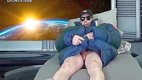 Amateur puffer humping video with a large fat cock