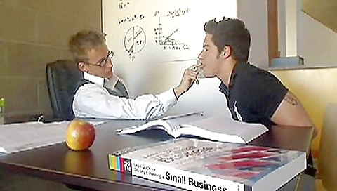Tattooed professor with big tits is having deepthroating