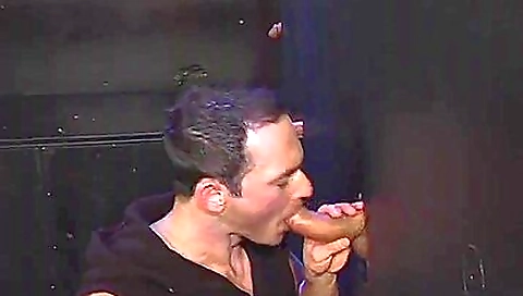 Gloryhole performer blows two big cocks and gets a facial