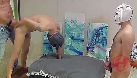 Blonde babe gets fucked hard by two men in a threesome